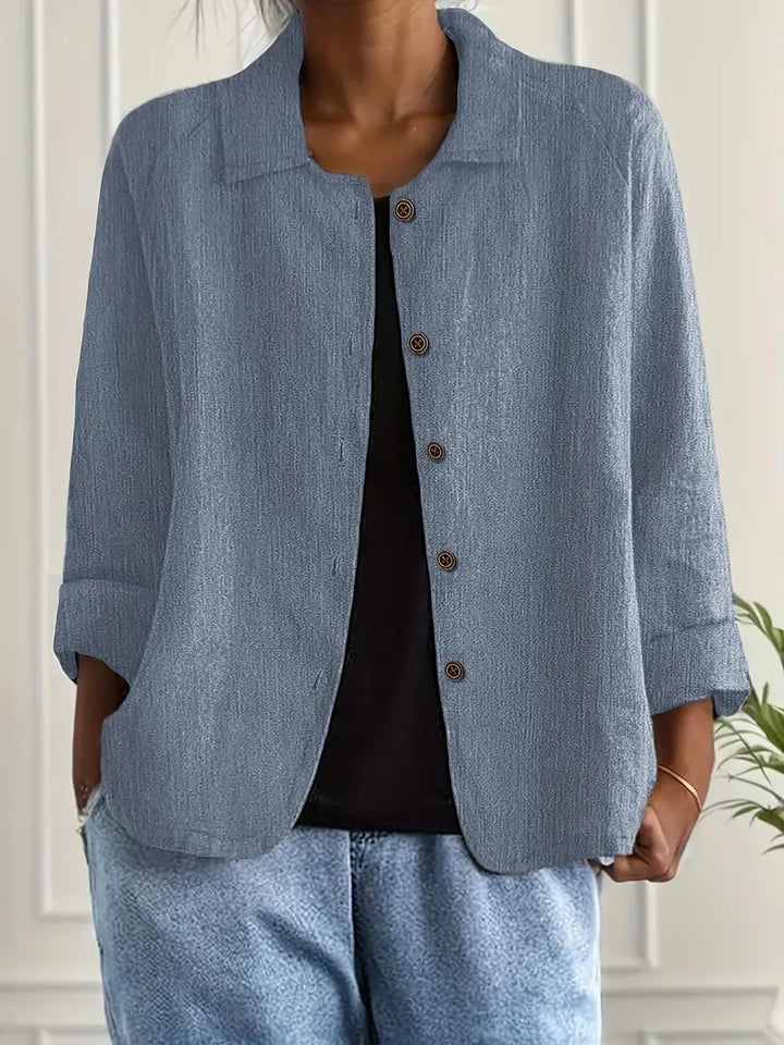 Women's Casual Button Front Relaxed Fit Shirt | Long Sleeves