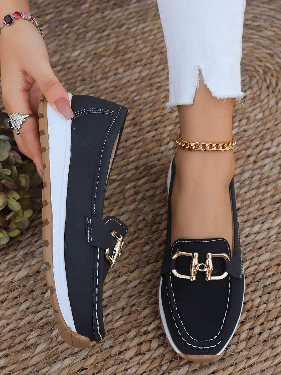 Women's Buckle Detail Orthopedic Work Loafers | Slip On