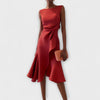 Women's Formal Waist Tie Detail Ruffle Dress | Midi