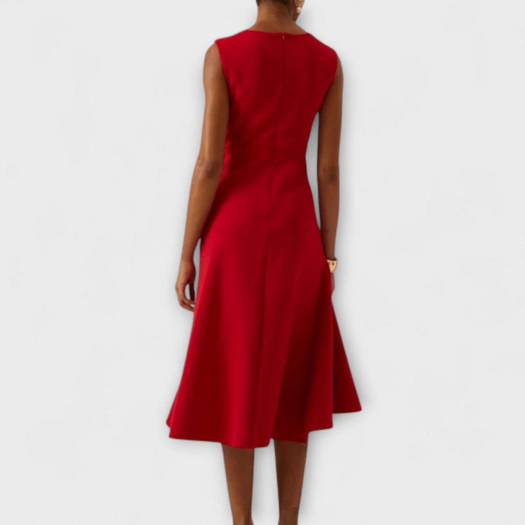 Women's Formal Waist Tie Detail Ruffle Dress | Midi