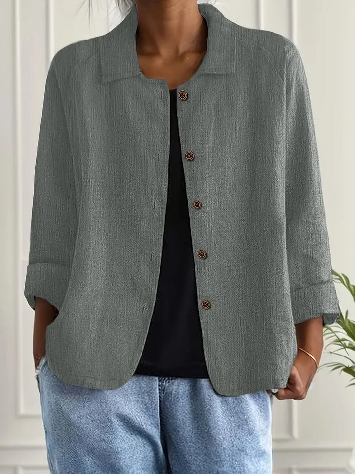 Women's Casual Relaxed Fit Button-Up Shirt Blouse | Long Sleeves