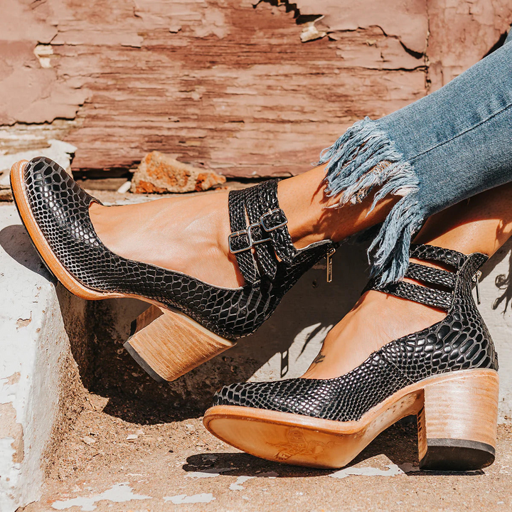Women’s Strappy Ankle Strap Block Heels | Orthopedic