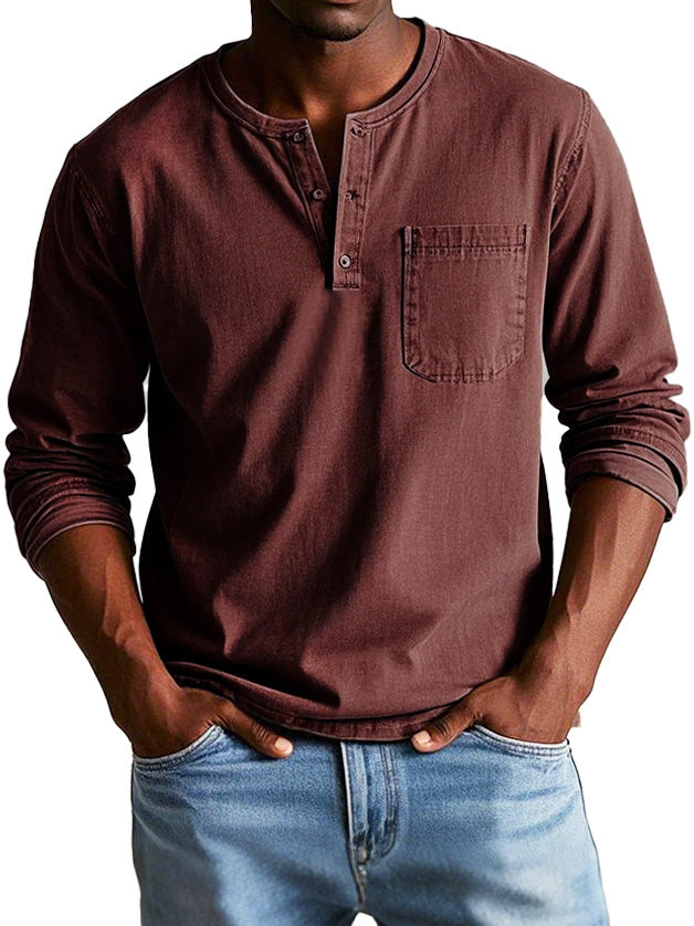 Men's Vintage Casual Button Collar Shirt | Long Sleeve