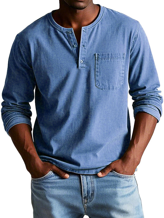 Men's Vintage Casual Button Collar Shirt | Long Sleeve