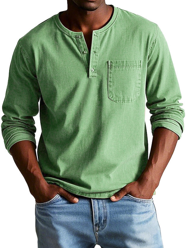Men's Vintage Casual Button Collar Shirt | Long Sleeve