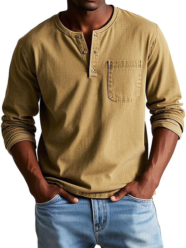 Men's Vintage Casual Button Collar Shirt | Long Sleeve