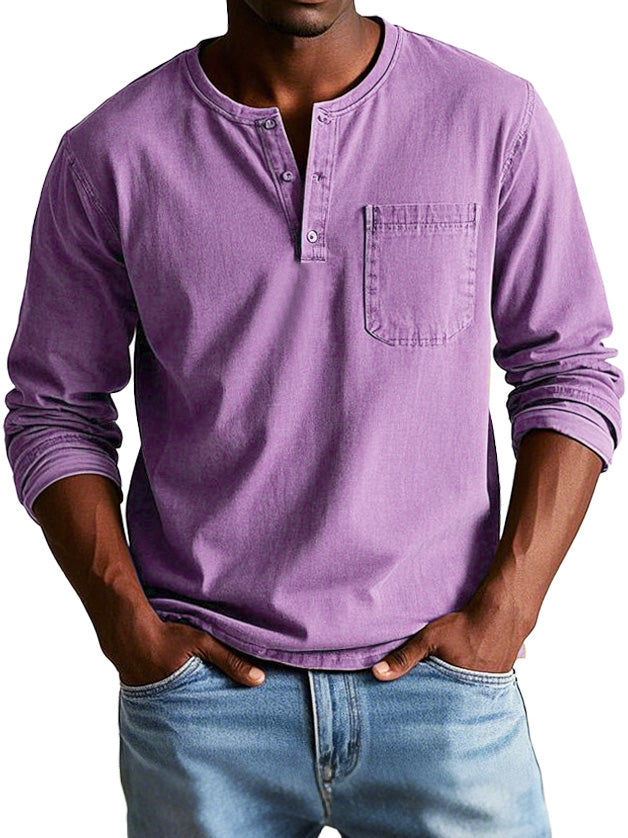 Men's Vintage Casual Button Collar Shirt | Long Sleeve