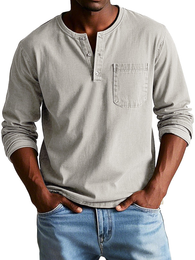 Men's Vintage Casual Button Collar Shirt | Long Sleeve