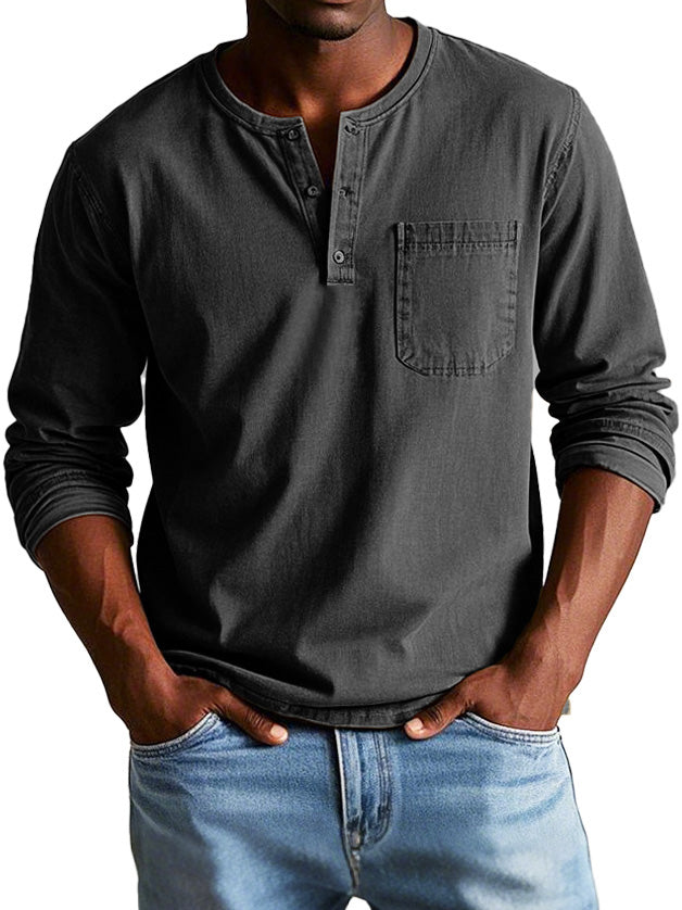 Men's Vintage Casual Button Collar Shirt | Long Sleeve
