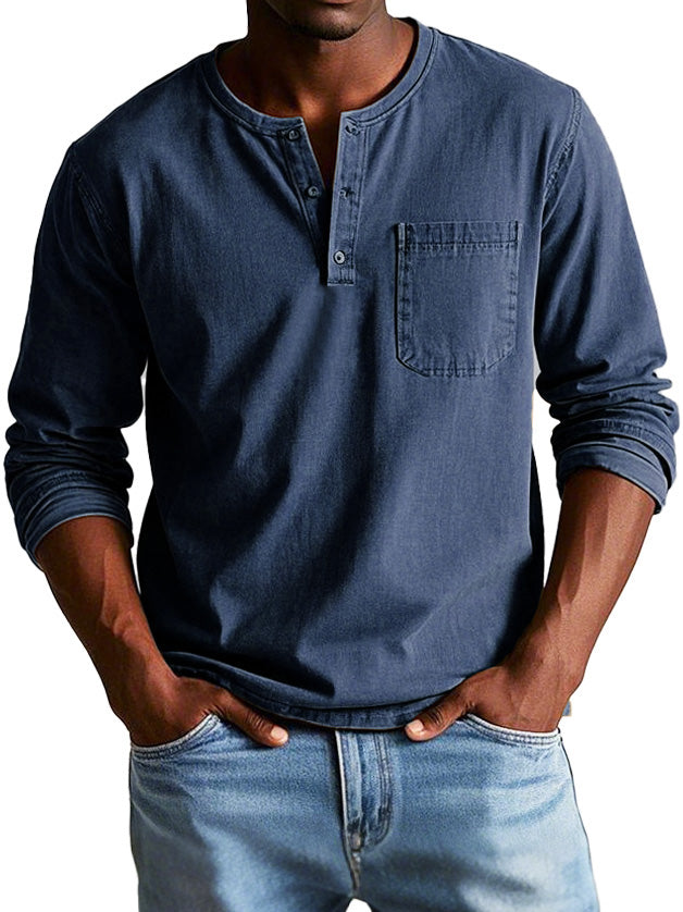 Men's Vintage Casual Button Collar Shirt | Long Sleeve