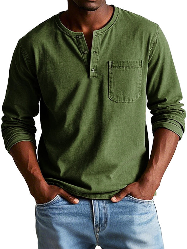 Men's Vintage Casual Button Collar Shirt | Long Sleeve