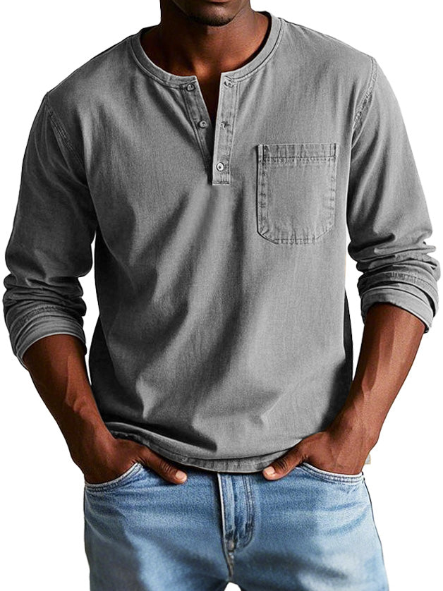 Men's Vintage Casual Button Collar Shirt | Long Sleeve