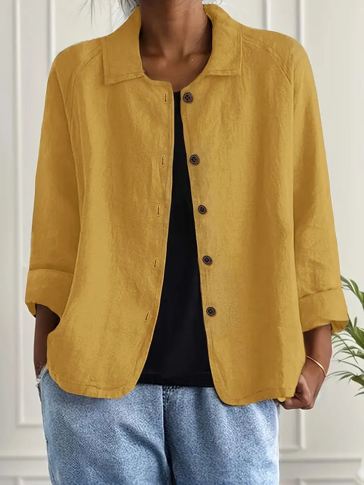 Women's Casual Relaxed Fit Button-Up Shirt Blouse | Long Sleeves
