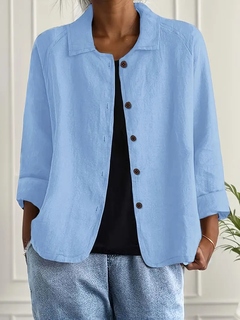 Women's Casual Button Front Relaxed Fit Shirt | Long Sleeves