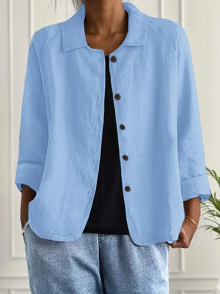 Women's Casual Button Front Relaxed Fit Shirt | Long Sleeves