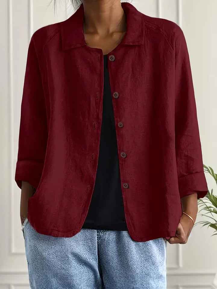 Women's Casual Relaxed Fit Button-Up Shirt Blouse | Long Sleeves