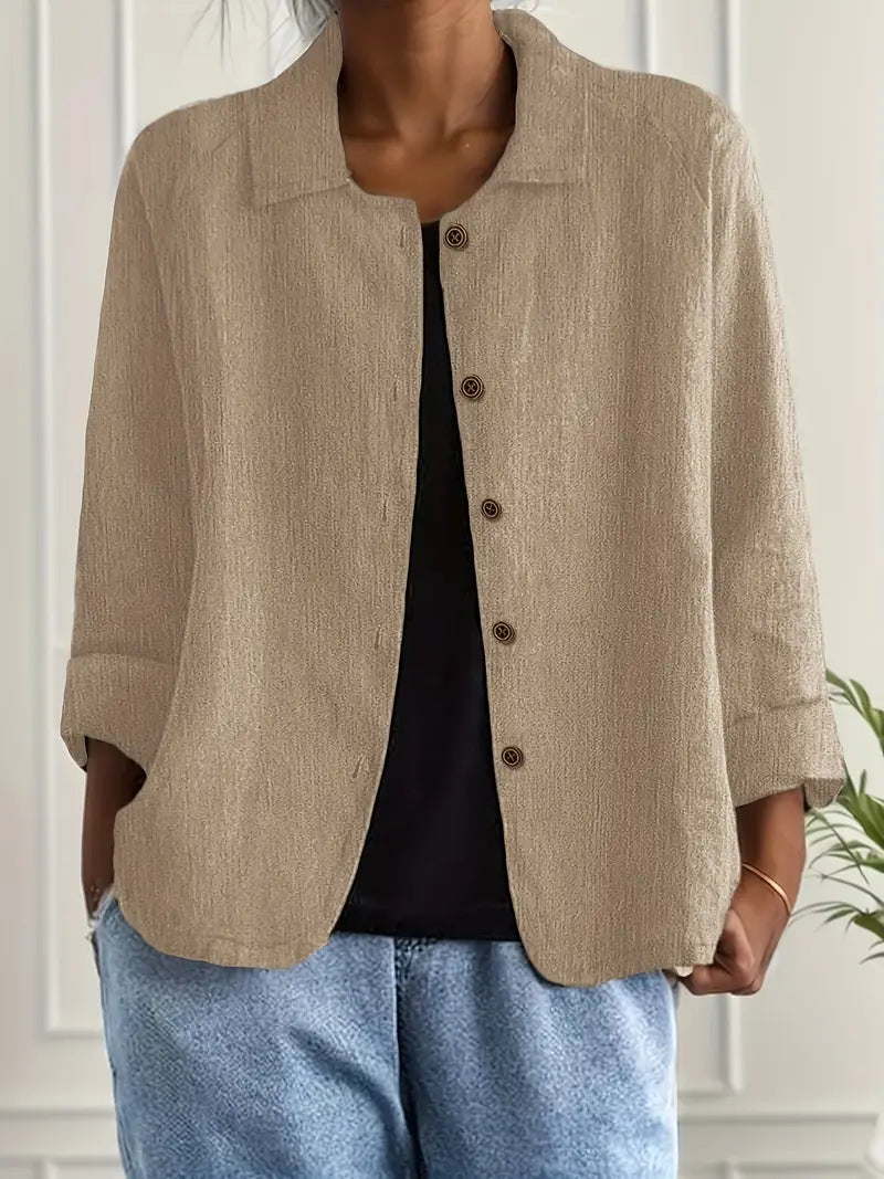 Women's Casual Button Front Relaxed Fit Shirt | Long Sleeves
