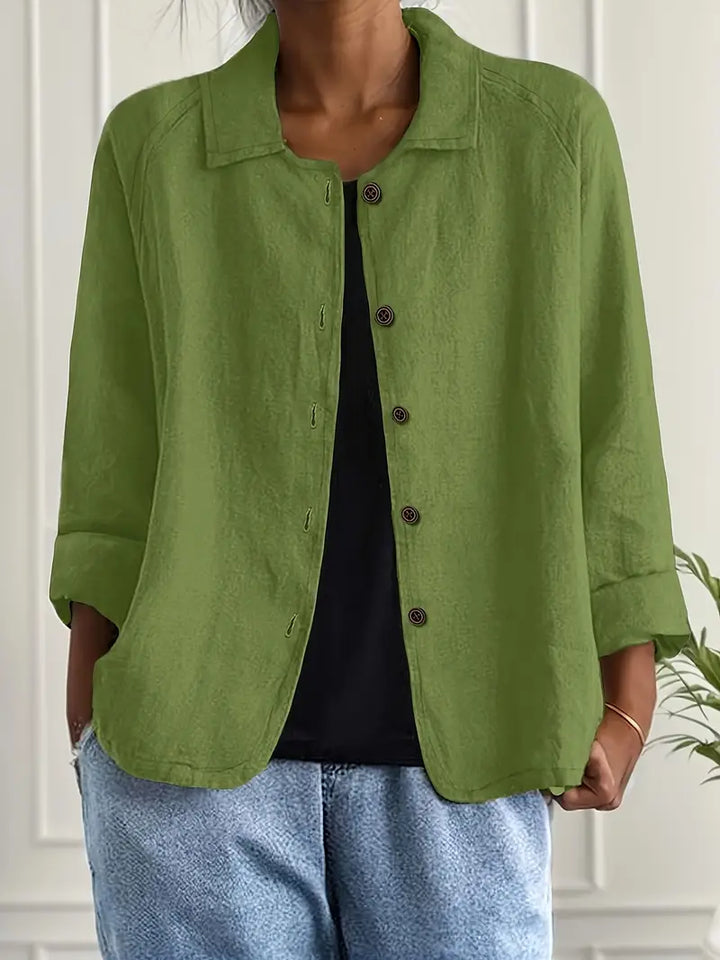 Women's Casual Button Front Relaxed Fit Shirt | Long Sleeves