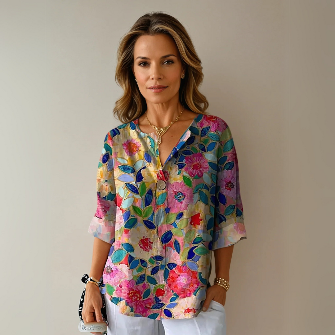 Women's Casual Spring Floral Print Blouse | Long Sleeves